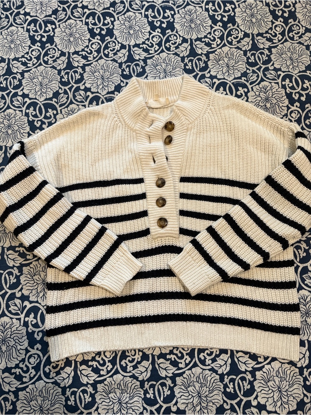 Sezane La Maille Ivory and Black striped sweater